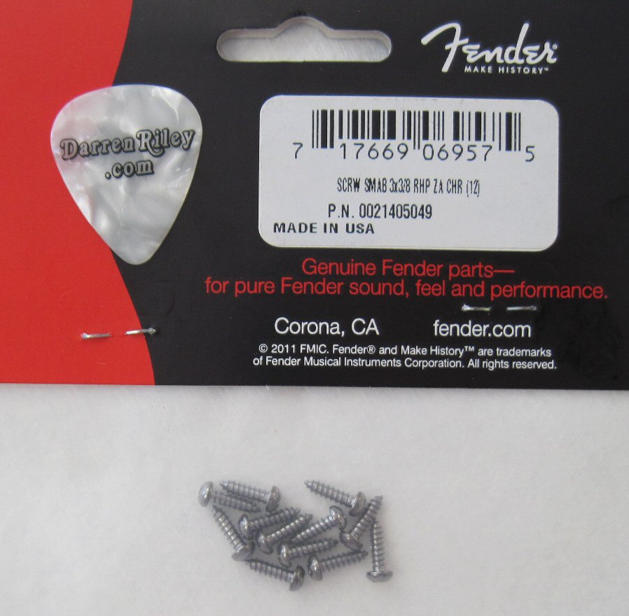 Fender Tuner Mounting Screws Chrome 0021405049 0021405049