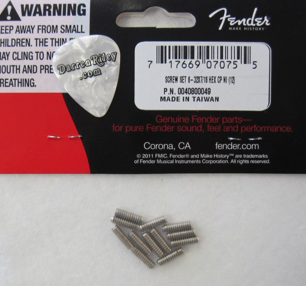 Fender Standard Series Bass Saddle Height Screws 632x7/16 0040800049