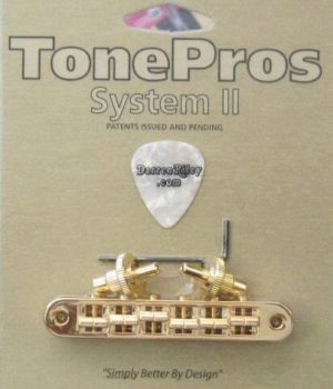 TonePros TP6A-G Standard Aluminum Tuneomatic with Brass Saddles Gold