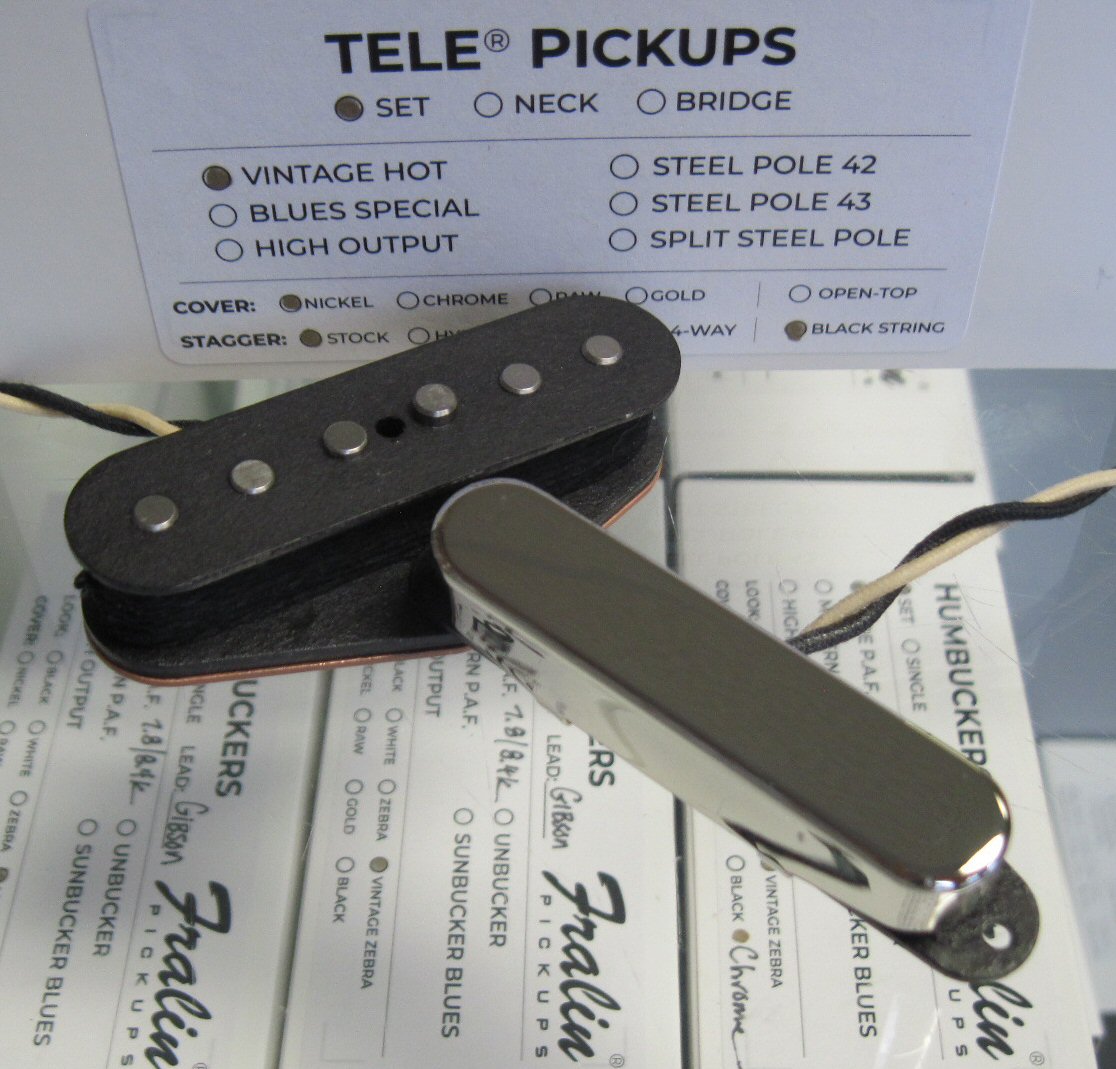 Lindy Fralin Vintage Hot Telecaster Pickups Set Stock Stagger Black String