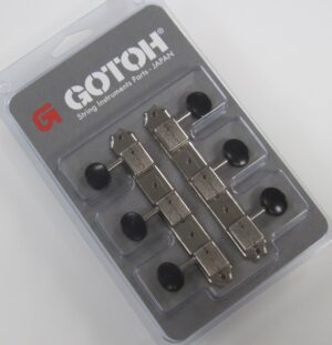 Gotoh Vintage Deluxe 3-on-a-Strip Tuners with Black Buttons TK-0704-001 - Image 3