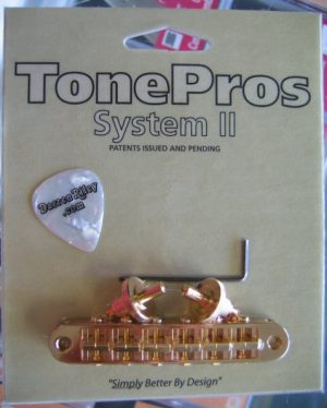 TonePros T3BP-G Standard Tuneomatic Bridge Notched Saddles Gold