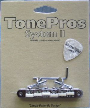 TonePros AVR2G-C Tuneomatic Bridge G Formula Nylon “66” Saddles Chrome
