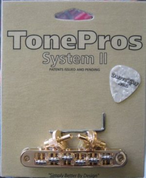 TonePros TP6R-G Standard Tuneomatic Bridge with Roller Saddles Gold