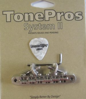 TonePros AVR2P-AN Tuneomatic Bridge with Notched Saddles Aged Nickel