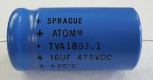 Sprague Atom 16uF 475V Electrolytic Capacitor