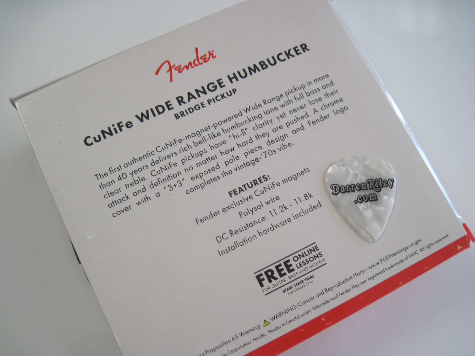 Fender CuNiFe Wide Range Humbucker Bridge Pickup 092297001 099-2297-001