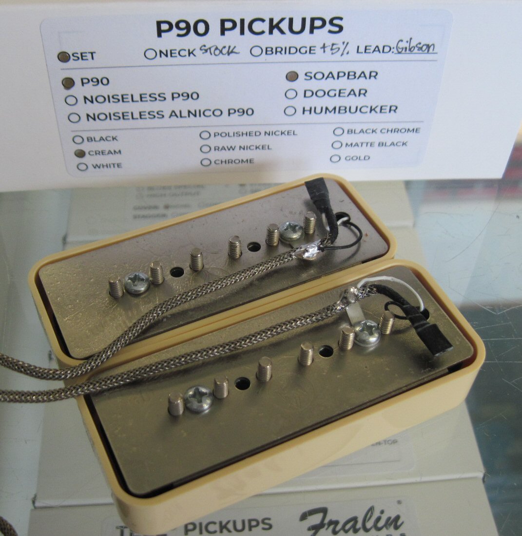 Lindy Fralin Soapbar P90 Pickups Set with 5% Overwound Bridge Creme