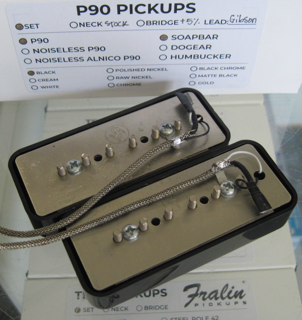 Lindy Fralin Soapbar P90 Pickups Set with +5% Overwound Bridge Black -  Darren Riley's Guitar & Amp Shop