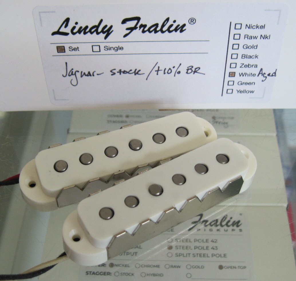 Lindy Fralin Jaguar Pickups Set with +10% Bridge Aged White