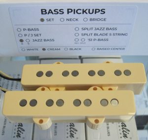 Lindy Fralin Jazz Bass Pickups Set Cream Covers