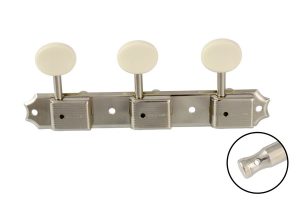 Gotoh Vintage Deluxe 3-on-a-Strip Tuners with White Buttons TK-0700-001