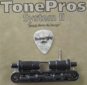 TonePros TPFA-B Metric Aluminum Tuneomatic with Brass Saddles Black - Image 2