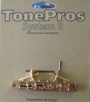 TonePros AVR2P-G Tuneomatic Bridge with Notched Saddles Gold