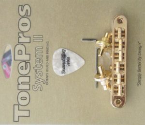 TonePros TP6A-G Standard Aluminum Tuneomatic with Brass Saddles Gold