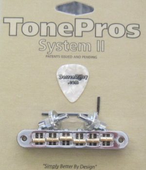 TonePros TP6B-C Standard Tuneomatic with Raw Brass Saddles Chrome