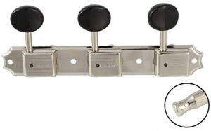 Gotoh Vintage Deluxe 3-on-a-Strip Tuners with Black Buttons TK-0704-001